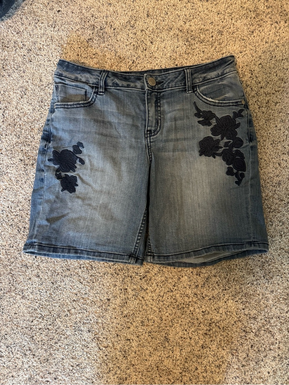 Simply Vera Vera Wang Denim Shorts with Floral Embroidery